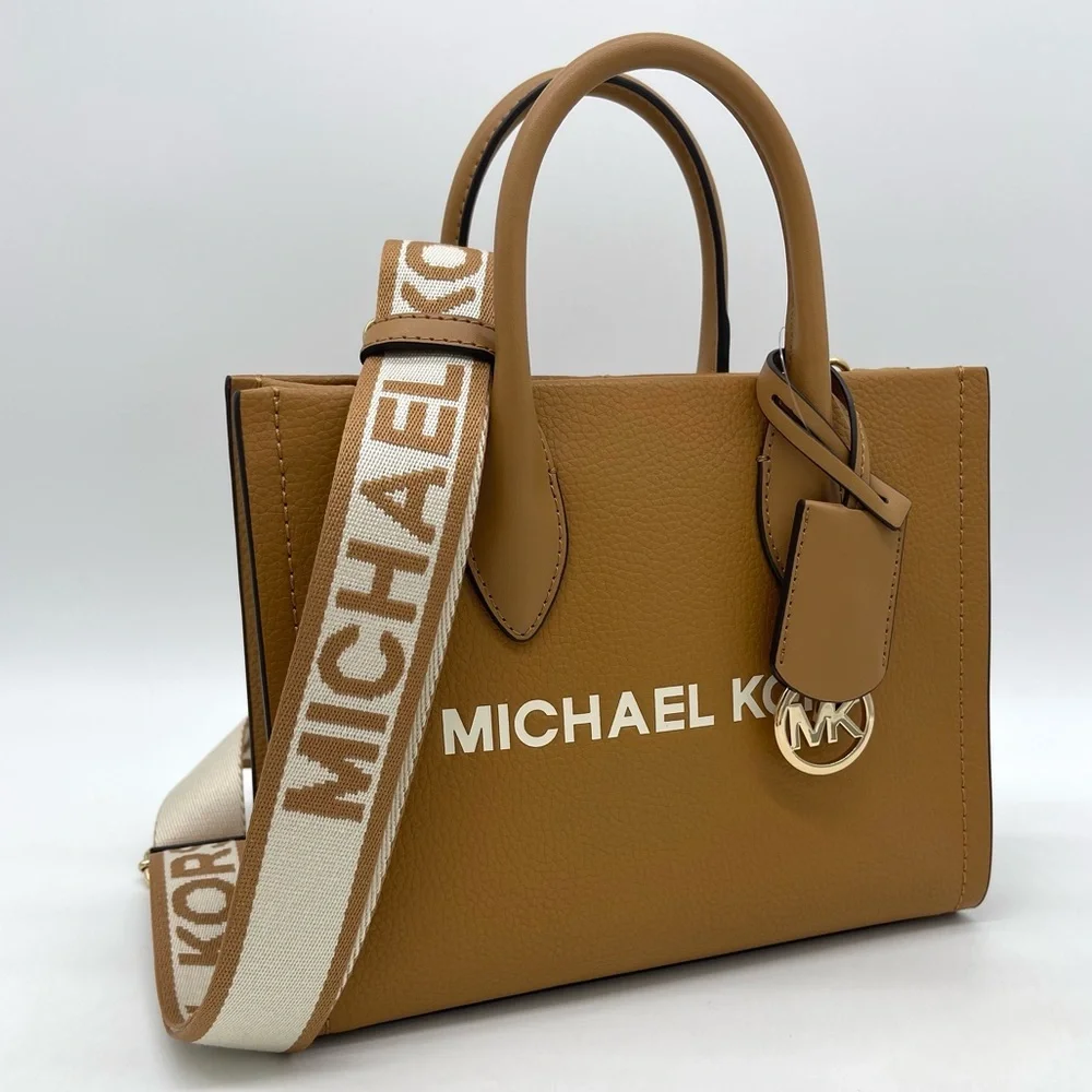 Michael Kors Small Mirella Pebbled Leather Top Zip Crossbody Bag